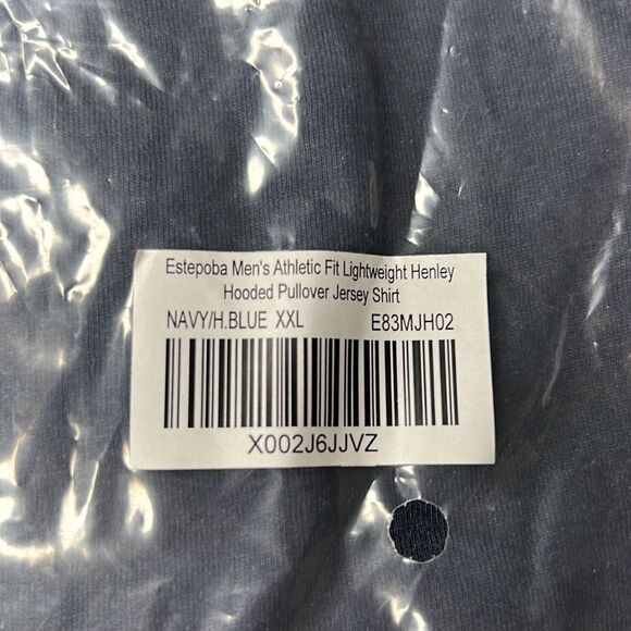 Estepoba Navy/Heather Blue Athletic Fit Lightweight Henley Pullover Shirt XXL - Picture 4 of 7
